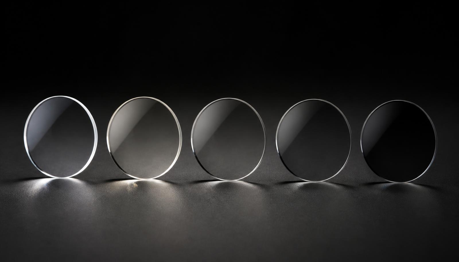 Lentes Transitions em cinco estágios de escurecimento
